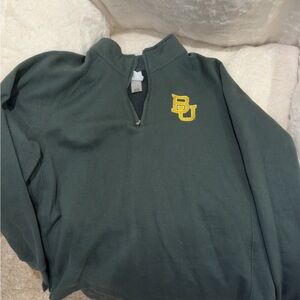 Green Quarter-Zip Sweatshirt with Yellow 'BU' Logo